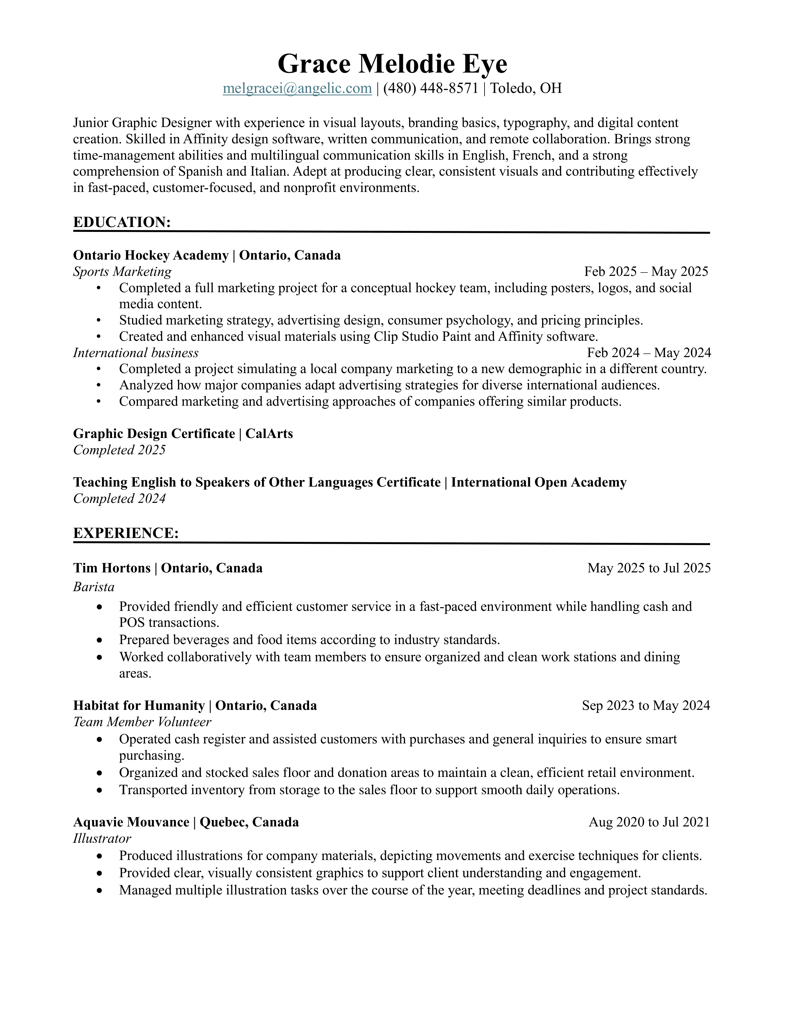 Grace Eye Resume